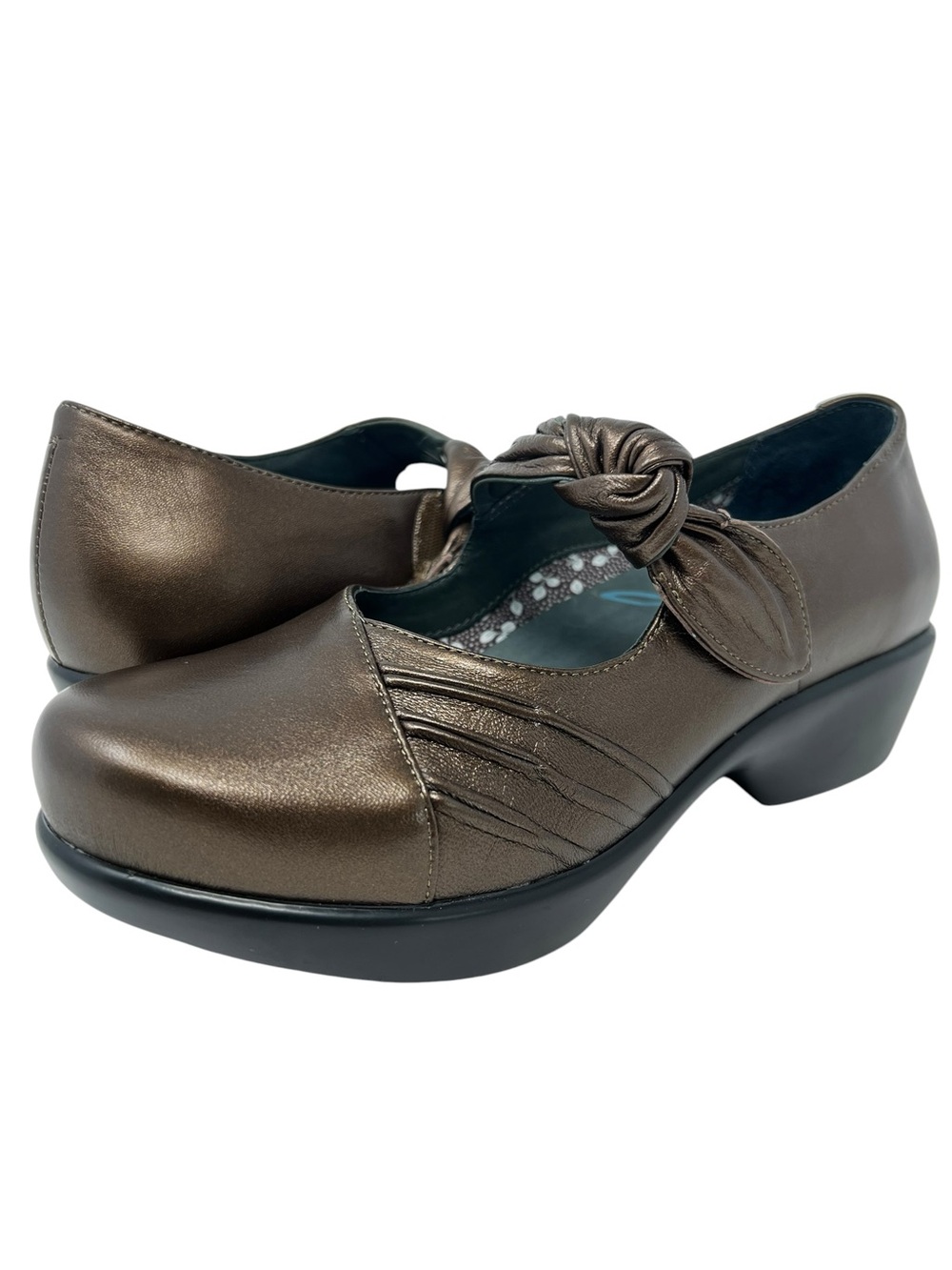 Dansko Metallic Bronze Knot-Strap Mary Jane Flats